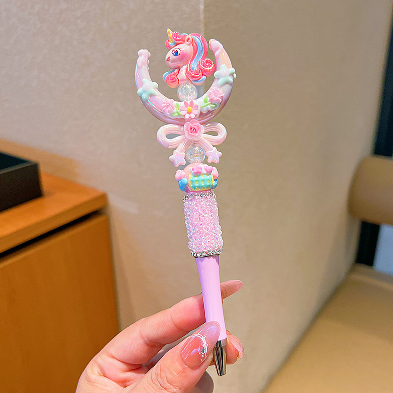 Caricatura Sanrio cristal flash rotativo bolígrafo neutro negro encantador niña niña soñada Melody bolígrafo