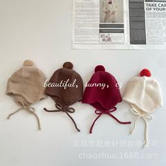 婴童冬帽撞色球球宝宝护耳百搭针织毛线帽儿童帽