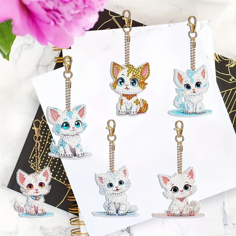 2026 Amazon Temu Various Platforms' Best-Selling DIY Diamond Painting Keychain 6-Piece Set, Inquiries from Buyers Are Welcome
