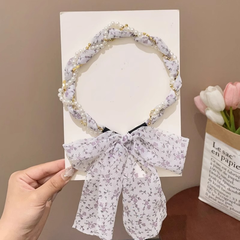 Niños flores trenzadas flotantes bandas de cabello 2025 nuevas niñas bufandas de seda un cabello bandas de cabello tarjeta de cabello tocado