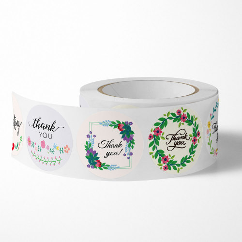 Amazon Wholesale Roll Round Floral Thank You Stickers Birthday Party Wedding Decoration Sticker Thank You Tags