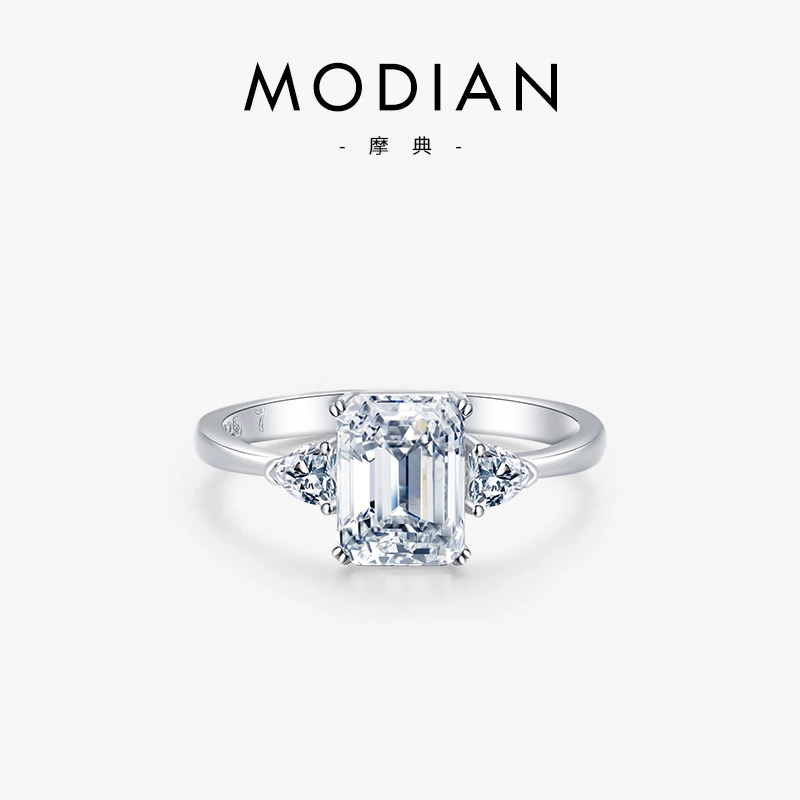 摩典 Wedding ring, universal zirconium, European style, silver 925 sample, Korean style, light luxury style
