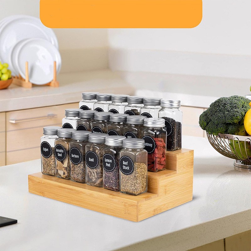 Bamboo ladder tabletop spice rack display rack multi-layer storage…