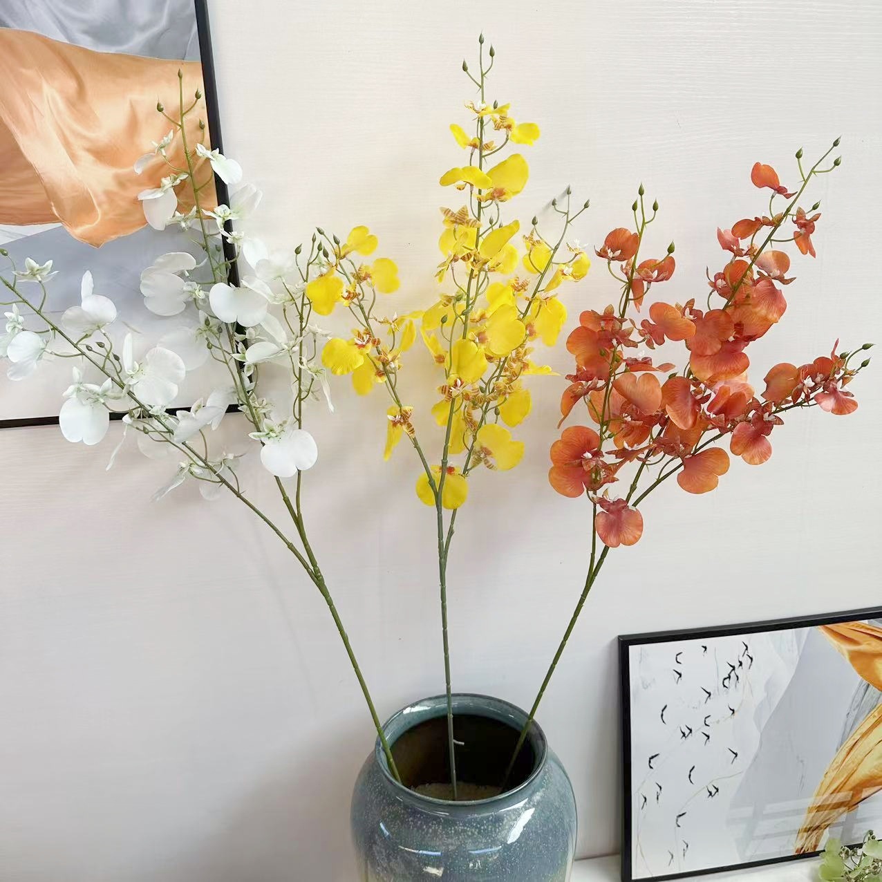 跳舞兰仿真花 3D胶布迷你蝴蝶兰婚礼家居绢花艺 工程外贸批发仿真