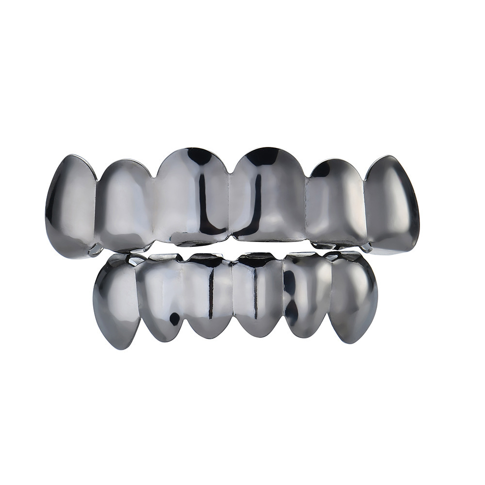 Europeo y americano nuevo hip hop personas real chapado en oro tirantes cóncavo-convexo Plaid textura hip hop tirantes grandes dientes de oro
