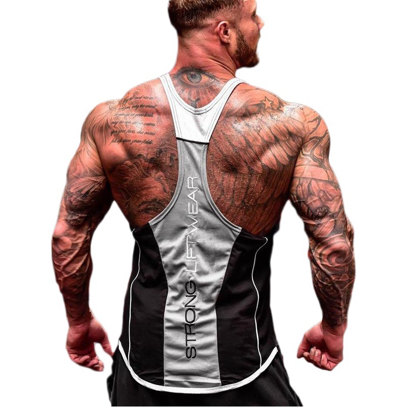 Muscle Foreign Trade Fitness Vest Men's Sports and Leisure Racer Vest Running Training Elastic Breathable Cross-Border