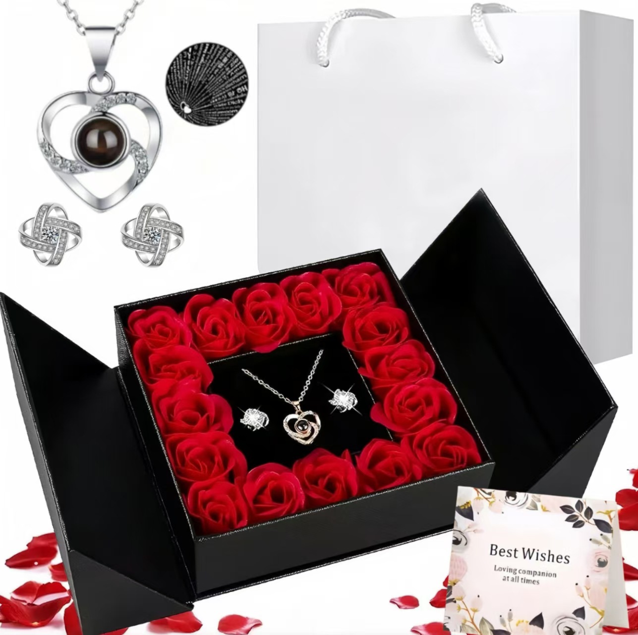 Platinum earrings, gift box