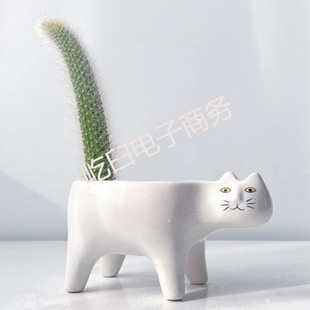 Monkey Tail Column Nine-Tailed Fox Cat Tail Art Flower Pot Desktop Green Plant Cartoon Cactus Plant New Potted Plant
