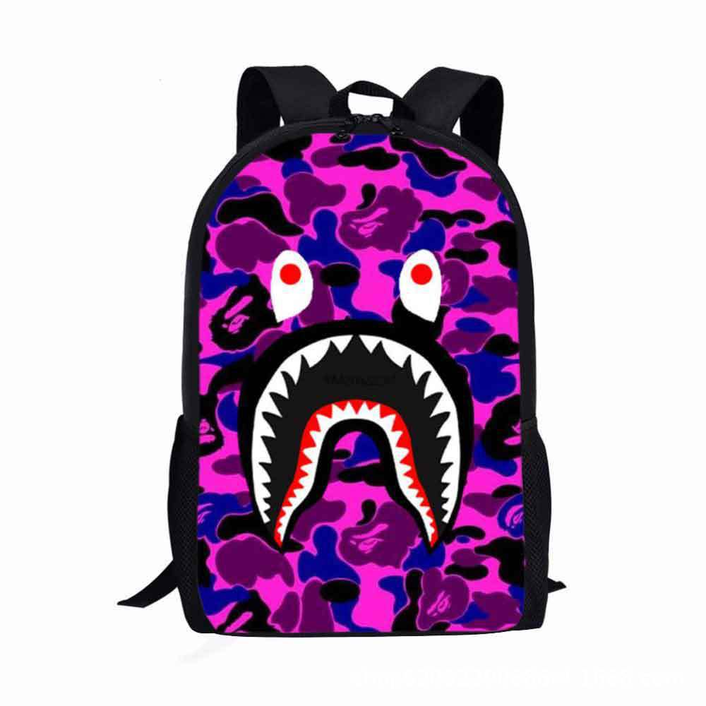 Estudiante de la escuela primaria mochila camuflaje tiburón logotipo imprimible de gran capacidad Mochila para niños mochila de dibujos animados transfronteriza entrega