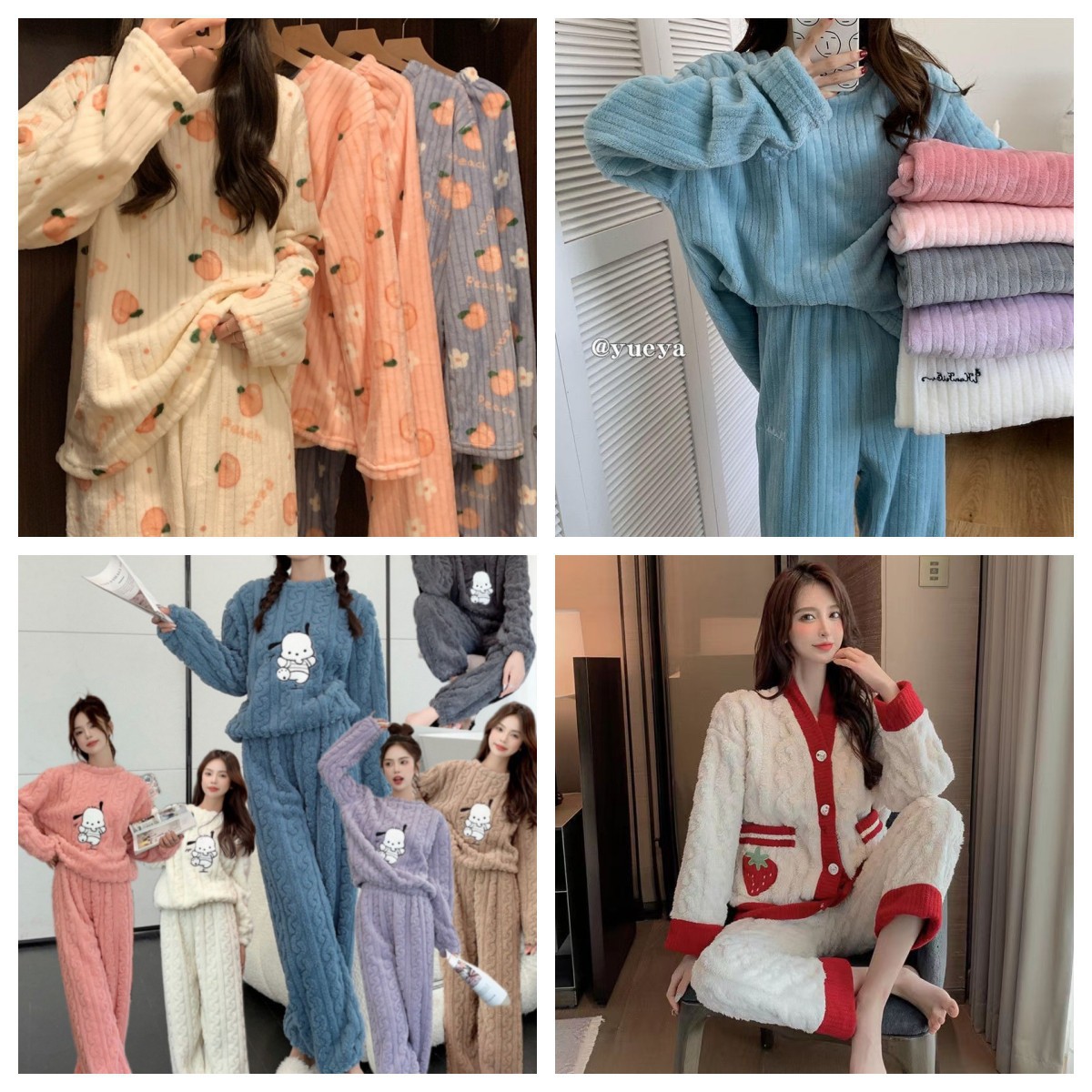 Crescent City Warm Home Clothing Women's Suit Autumn and Winter Korean Fashion Large Size Loose Thickened Sweet Coral Velvet Pajamas