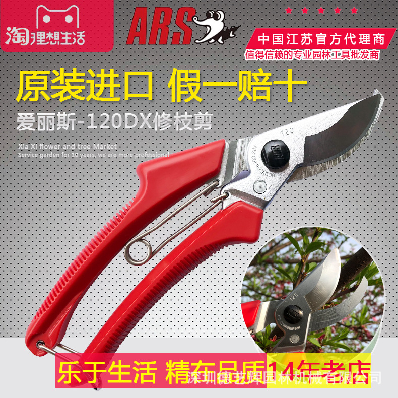 日本原装进口ARS爱丽斯修枝剪爱丽丝120DX专业整枝剪果树花艺剪子