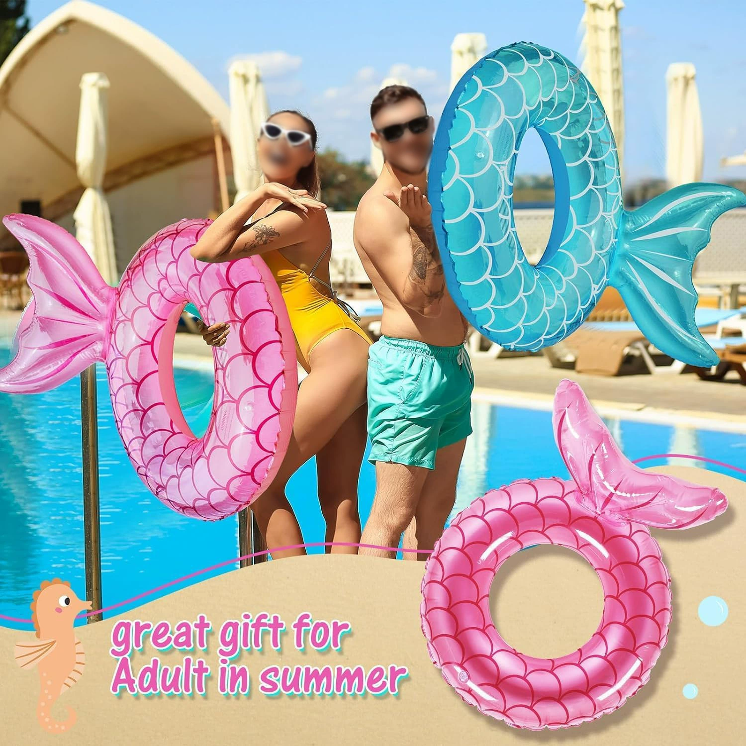 Трансграничная горячая продажа надувной русалка плавательный круг утолщение ПВХ спасательный круг для взрослых водные виды спорта плавательный круг оптом