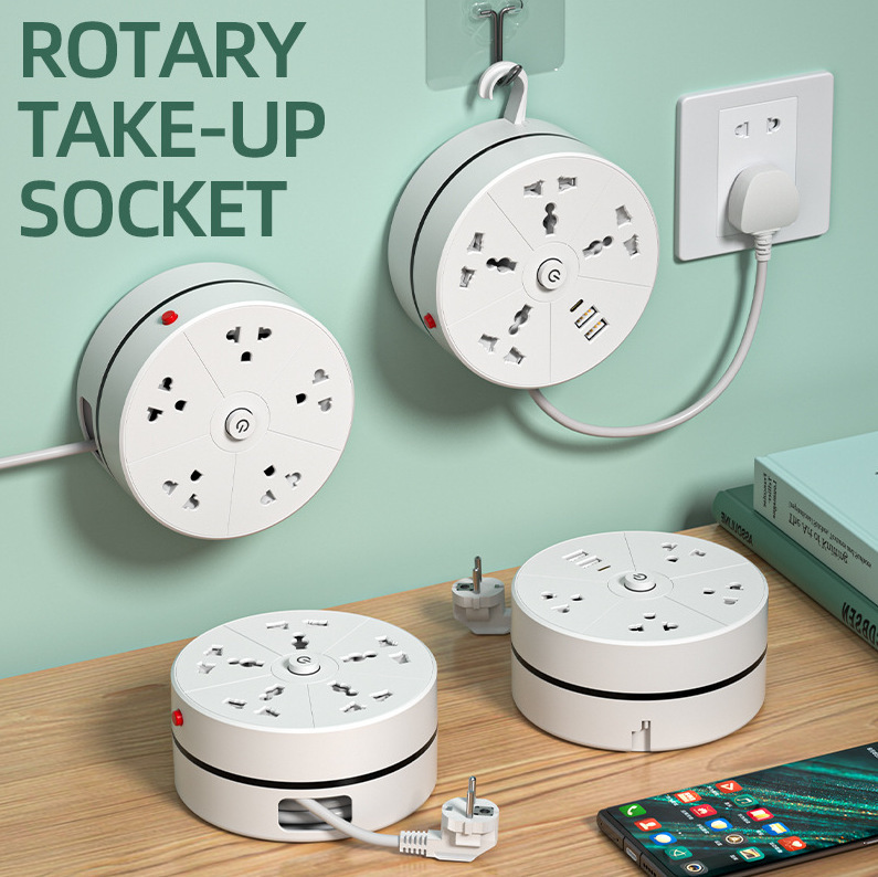 Enchufe de almacenamiento retráctil estándar tailandés USB enchufe de fila de 2 metros enchufe multifuncional de enchufe poroso