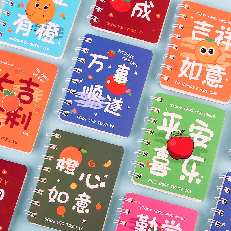 Милый текстовый блокнот с боковым поворотом A7, блокнот с катушкой, портативный карманный мини-блокнот с вкладными листами, утолщенный блокнот 80