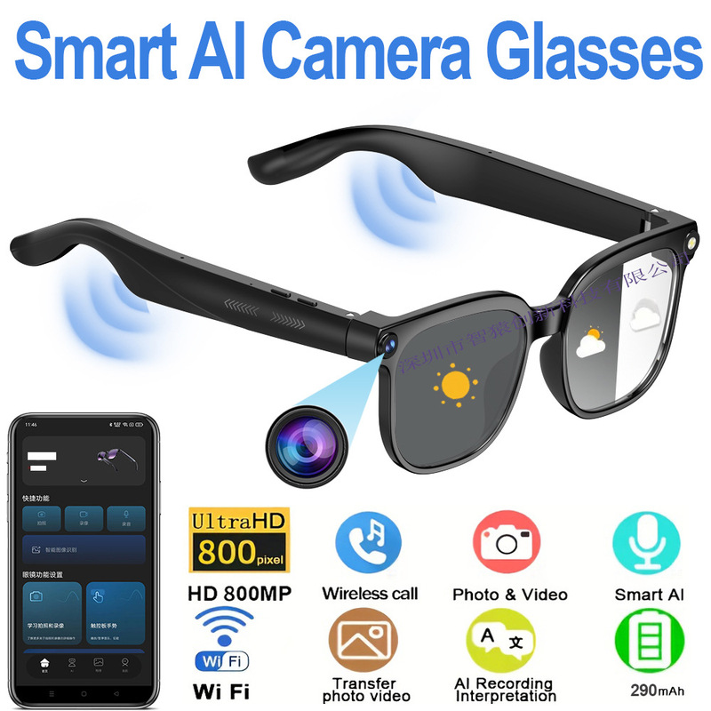 Smart Glasses 800W Camera for Photo and Video Recording, Simultaneous Translation, Bluetooth Calling, Ai Smart Glasses