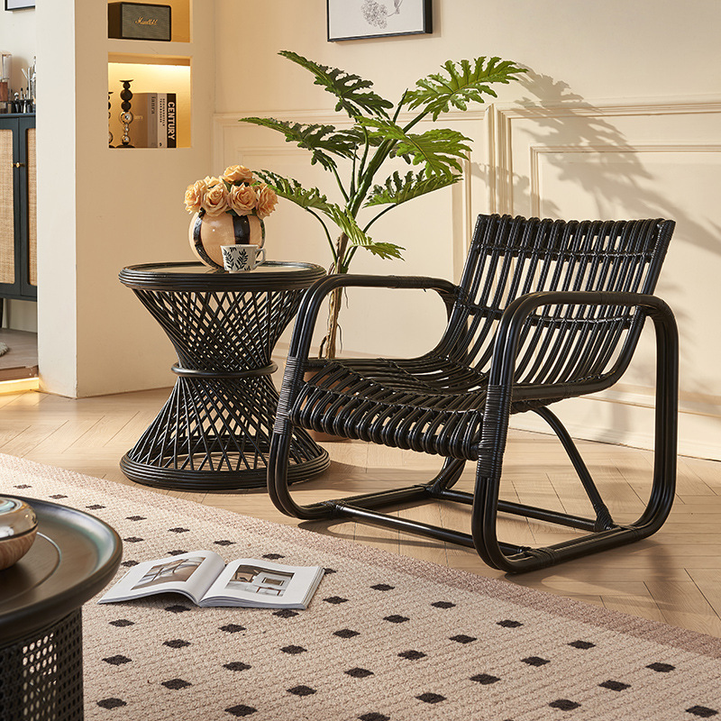 Indonesian Rattan Woven Rattan Chair Nordic Modern Simple Designer Recliner Homestay Plant Real Rattan Chair Coffee Table