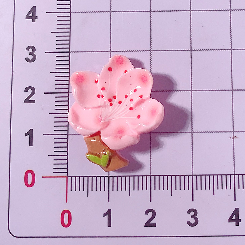 Nuevos accesorios de resina de bricolaje de flor de durazno rosa de dibujos animados, pegamento de crema, carcasa para teléfono móvil, accesorios para el cabello, zapatos, colgantes de hebilla, materiales hechos a mano