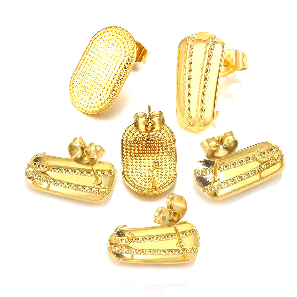 10 Pieces 304 Stainless Steel Gold Plated Solid Color Earring Findings display picture 1