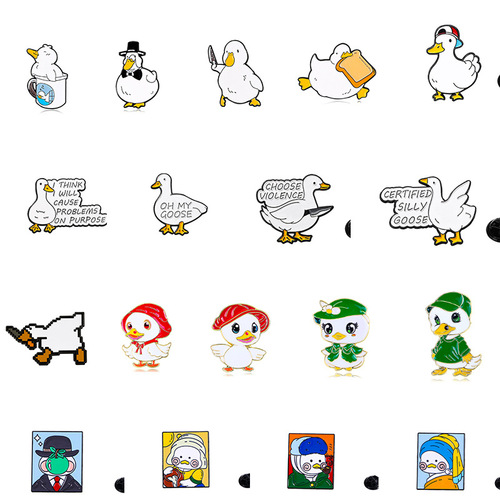 Original cartoon cute duck series brooch metal animal badge pin for clothing bags pencil cases accessories