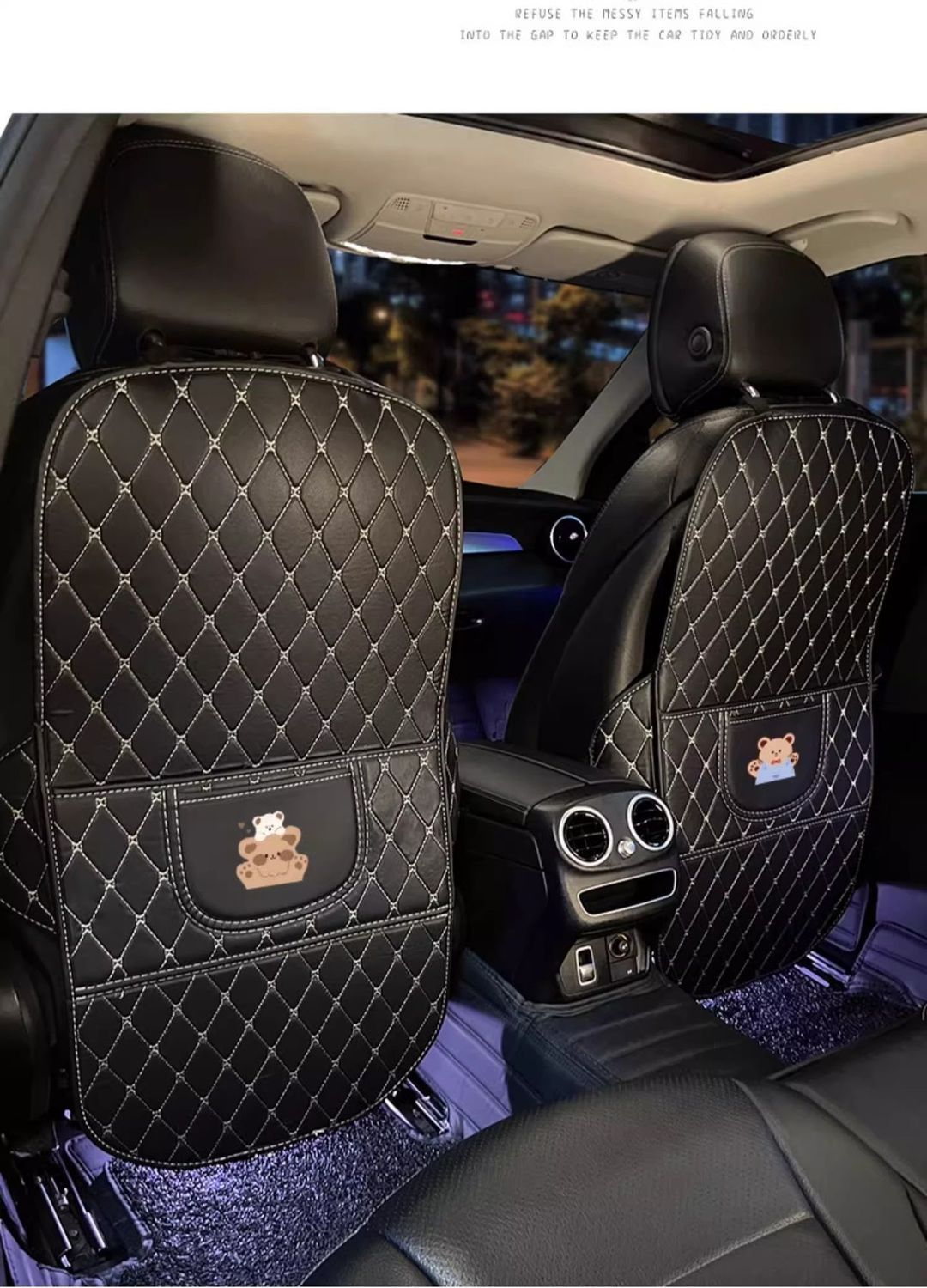 Cute Car Anti-Kick Mat, Universal Rear Seat Anti-Wear Mat, Car Cartoon Seat Protector, Children's Car Back Seat Storage