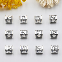 999足银配饰十二生肖三合肖隔珠爱心串珠diy手工编绳手链饰品配件