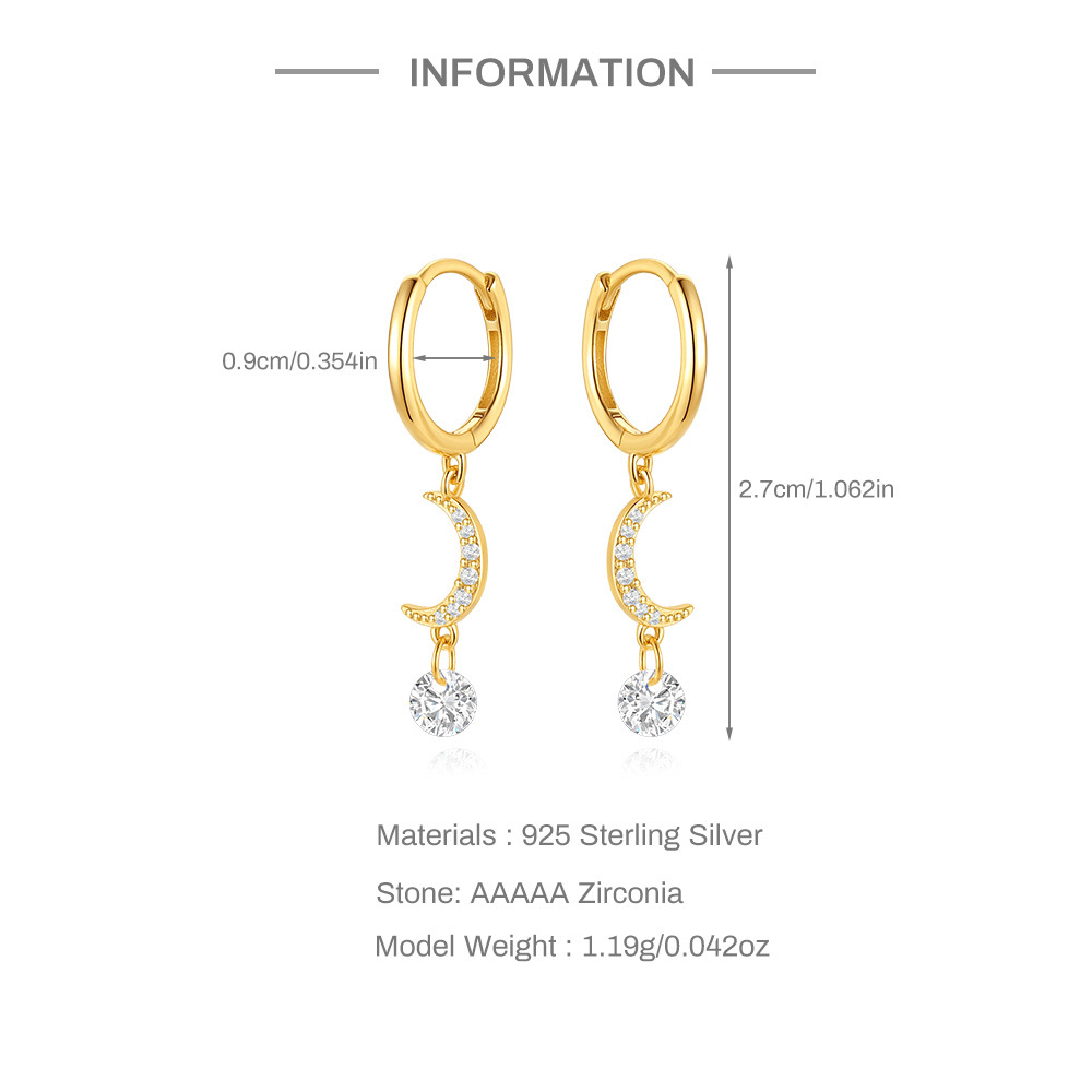 2g Weight 925 Sterling Silver Ear Needle Material Zircon Inlay Material Drop Earrings Classification 1 Pair Quantity Daily Occasion 925 Sterling Silver Material Round, Star, Moon Pattern All Seasons Season Women's Gender Plating, Inlay Design Simple Style, IG Style Style 1 Pair 925 Sterling Silver Zircon 925 Sterling Silver Earrings Round Star Moon Drop Earrings 1