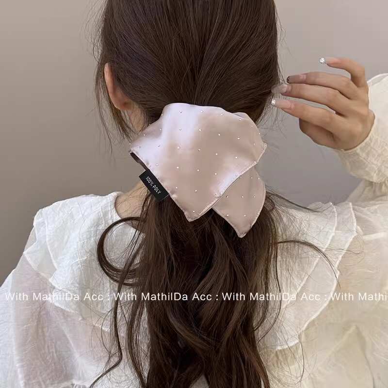 韓国風ベビーブレスサテンスクエアスカーフヘアバンド無地気質ハイエンドヘアアクセサリーヘッドバンドヘアロープヘッドバンド 2025|undefined