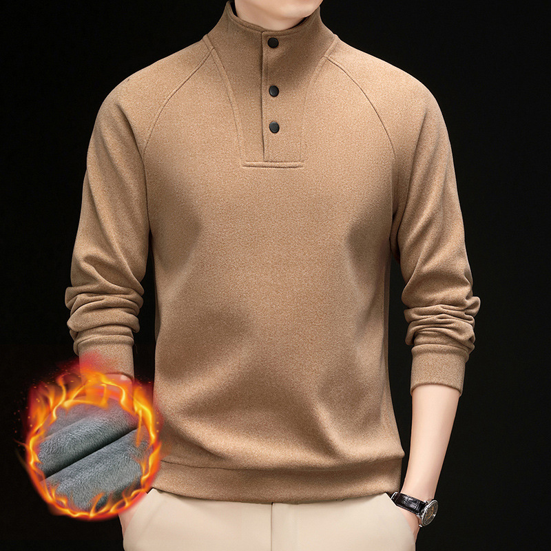 Men's high-grade fleece-lined sweater autumn and winter warm velvet long-sleeved t-shirt young and middle-aged leisure fashion t-shirt base shirt Men's high-grade fleece-lined sweater autumn and winter warm velvet long-sleeved t-shirt young and middle-aged leisure fashion t-shirt base shirt