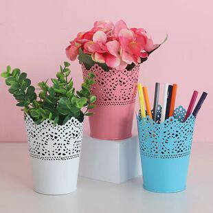 Candy-colored tin bucket flower shop wrought iron flower arrangement bucket ornaments desktop sundries multifunctional metal storage bucket