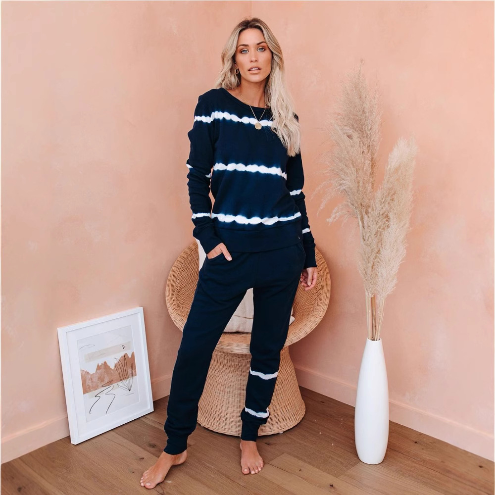 2020 Spring and Summer New European and American Export New Home Wear Casual Wear Two-Piece Women's Long-Sleeved Pants Home Suit