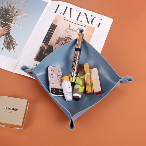 Leather storage box Nordic ins style desktop entrance key cosmetics jewelry storage pvc leather tray