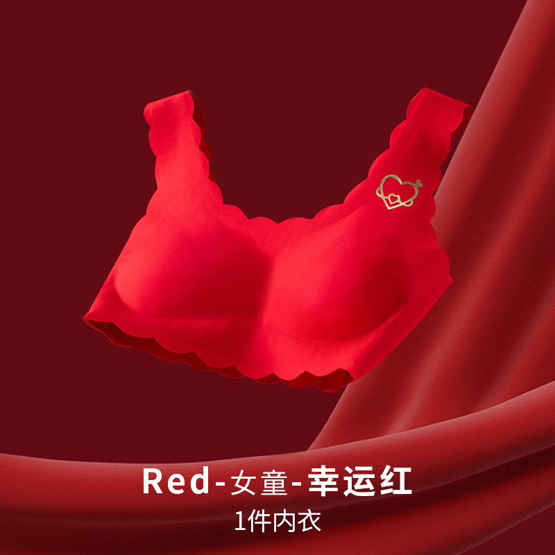 2024 New Year Festive Year Red Girl Underwear Bra Panties Teenage Student Bride Bra A112