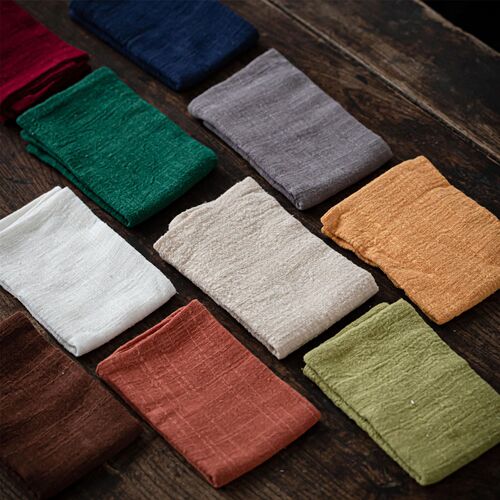 Pure Color Cotton Linen Tea Towel Japanese Style Fabric Craft Thick Absorbent Tea Cloth Cleaning Square Zen Style Gongfu Tea Set Towel Rags Gift Box