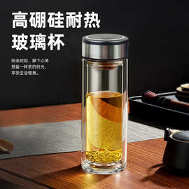 双层玻璃杯耐高温隔热印logo水杯定制商务礼品定制商务礼品