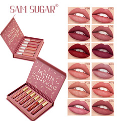 SAM SUGAR Matt Non-Fragile Cup-Resistant 6-Piece Lip Color Gift Box Set Matte Velvet Lipstick Lip Gloss Foreign Trade Cross-Border