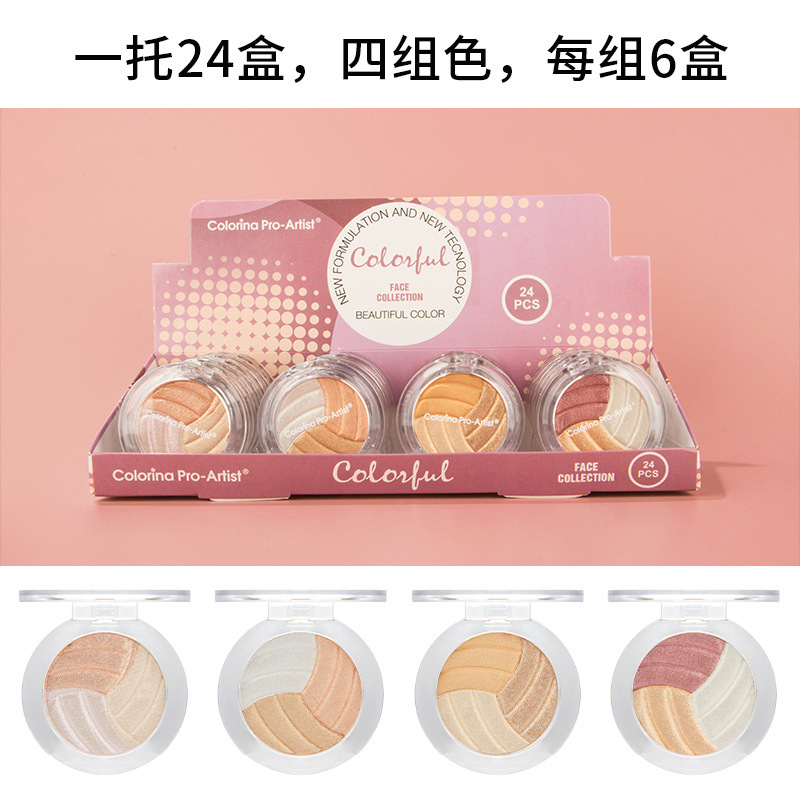 Maquillaje gradiente en relieve rubor transfronterizo perlado colorete mate en polvo bandeja de rubor cosméticos de belleza al por mayor