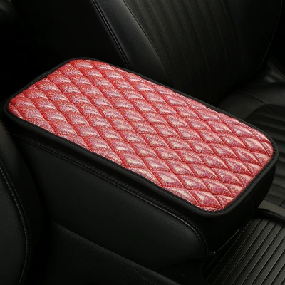 Car Armrest Box Pad Memory | Armrest box pad - red-rhombus