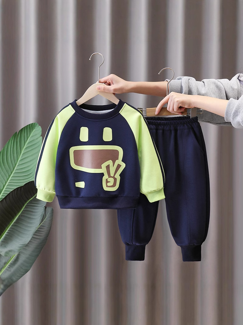 Conjunto de Sudadera para Niños 7686, Primavera y Otoño 2026, Ropa Estampada para Niños, Conjunto Deportivo Informal de Dos Piezas