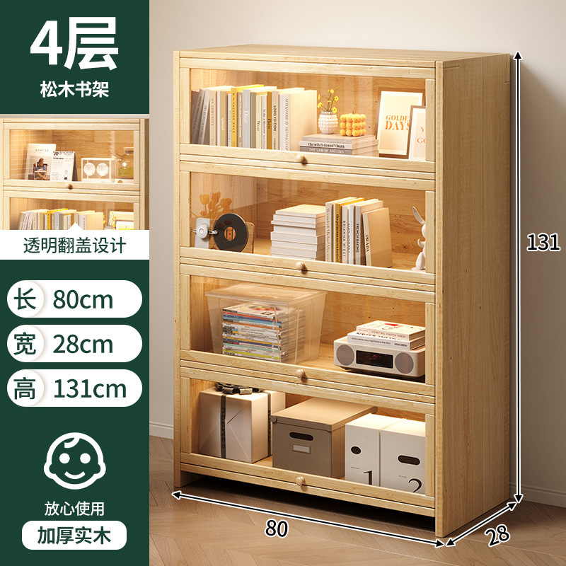 Estantes de madera sólida estantería de piso integrado contra la pared almacenamiento de almacenamiento de artículos de visualización de la sala de estar estante de libros para niños