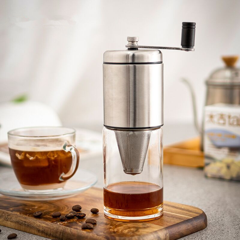 Stainless steel hand coffee machine grinding brewing filter three-in-one portable manual coffee bean grinder washable Stainless steel hand coffee machine grinding brewing filter three-in-one portable manual coffee bean grinder washable