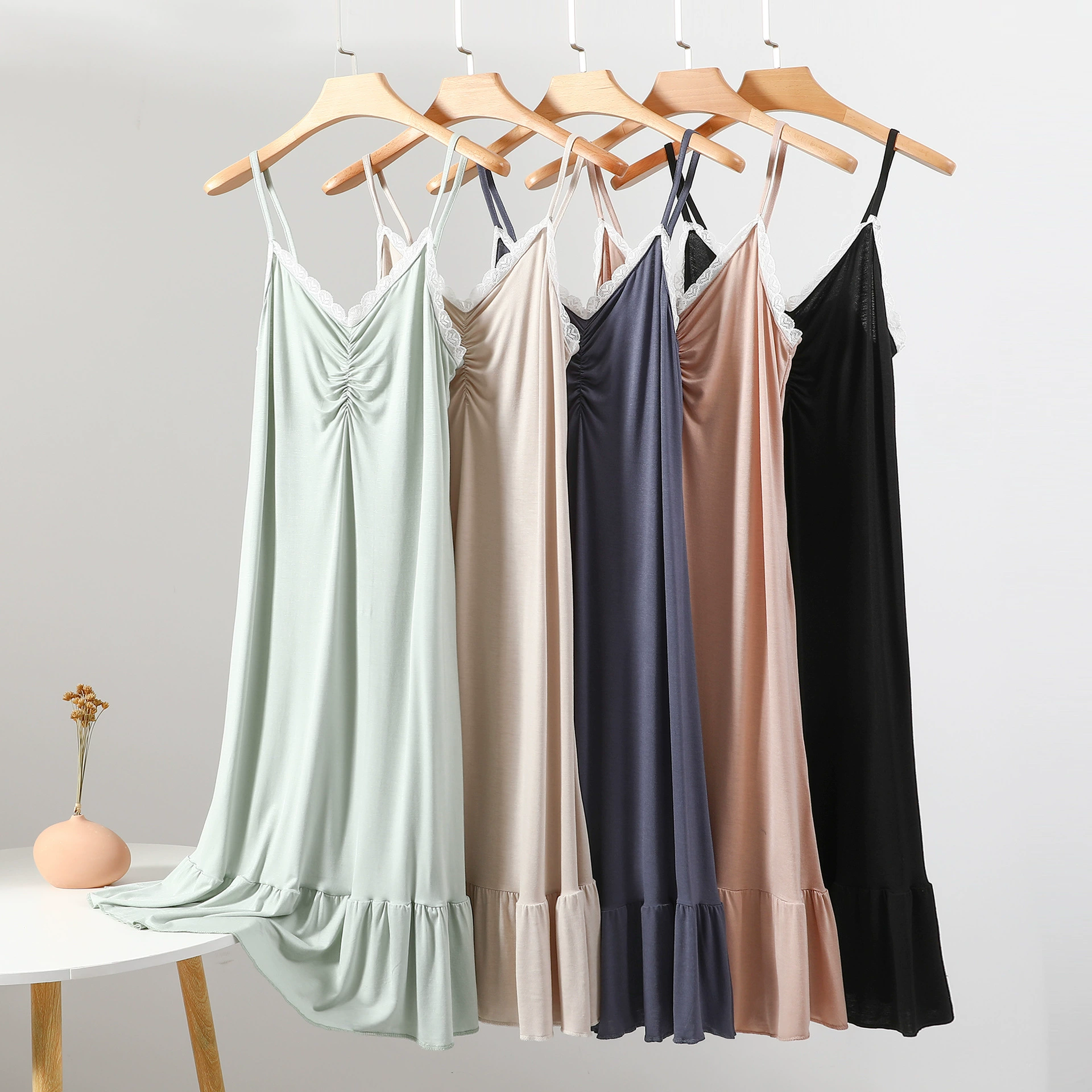 Модаль кружевная пижон юбка свободная внутренняя нижняя длинная юбка дети летнее тонкое платье