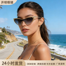 2026新款跨境遮阳嘻哈欧美时尚墨镜女高级感大框三角猫眼太阳眼镜