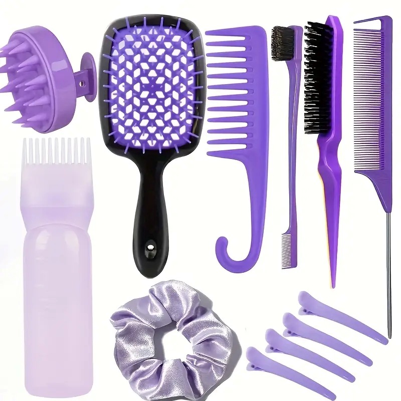 Temu cepillo de lavado de cabello botella de pulverización continua peinado de punta de cola peinado vacío peinado estilo peinado de cabello conjunto de cabello