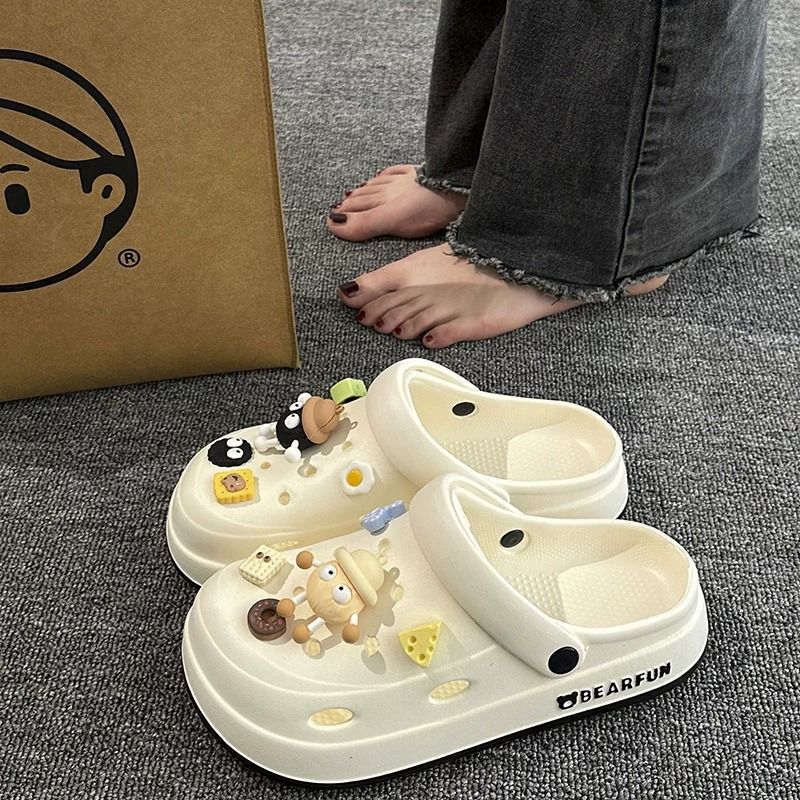 Shoes for Women to Step on Shoes for Summer Outer Wear 2025 New Style Indoor Household Thick-soled Height-increasing Non-slip Baotou Sandals