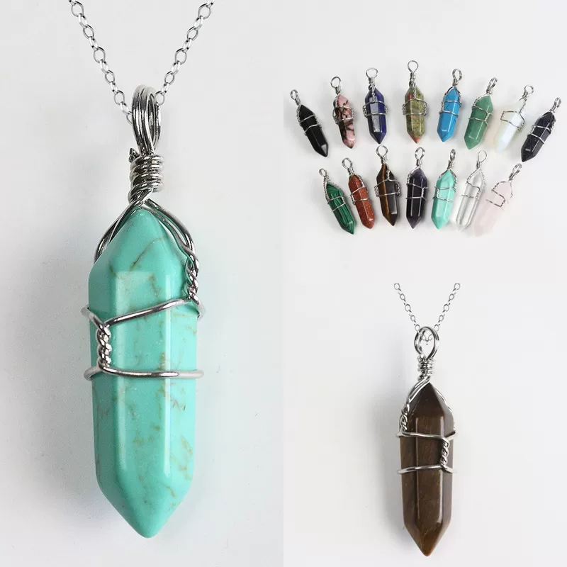 (Cross-border trading), copper hexagonal accessory, crystal pendant, necklace, ebay