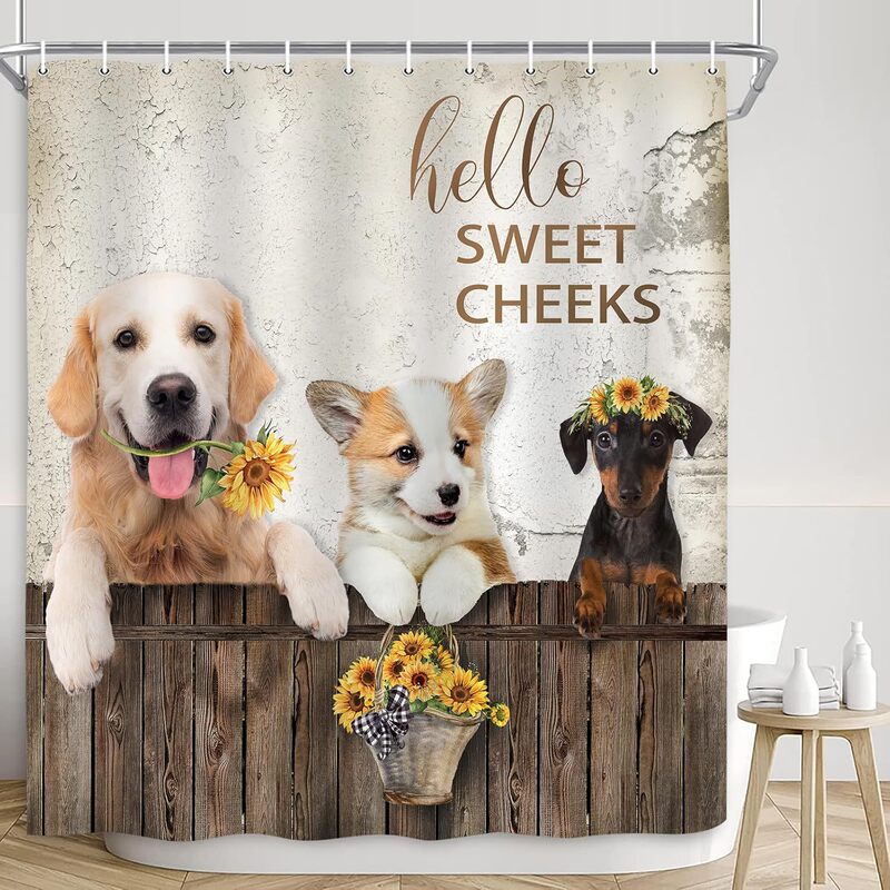 Cross-Border Dropshipping of Fun Dog-Themed Shower Curtains, Farmhouse Rustic Style Bathroom Fabric Home Partition Decoration Cross-Border Dropshipping of Fun Dog-Themed Shower Curtains, Farmhouse Rustic Style Bathroom Fabric Home Partition Decoration