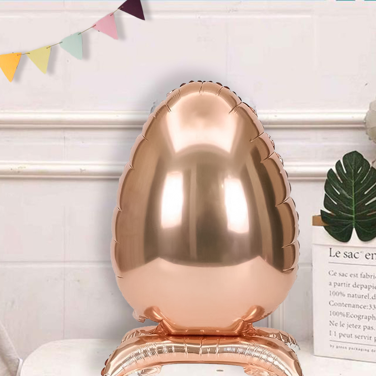 Globo de Pascua de dibujos animados 4D sting conejito huevo modelado escena festiva decoración de película de aluminio globo tridimensional