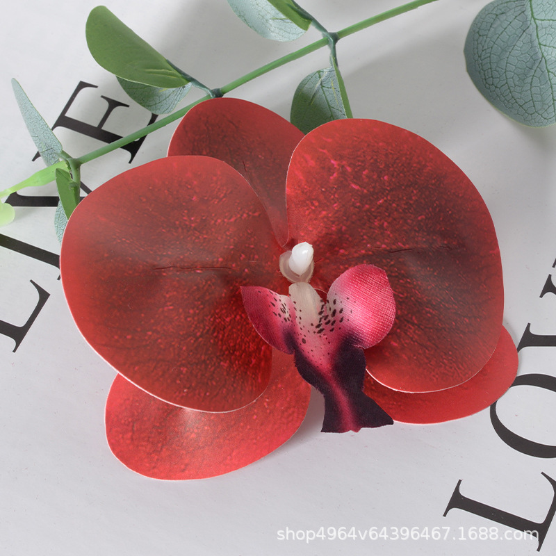 Película blanca Phalaenopsis flor cabeza pétalo simulación flor accesorios tocado horquilla diy flor decorativa de boda hecha a mano