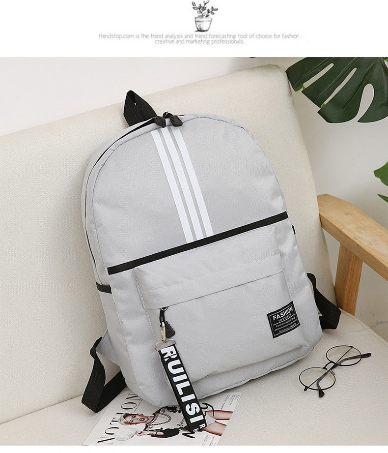Nueva lona de tres barras mochila de moda coreana mochila de escuela secundaria mochila de viaje para hombres y mujeres mochila de escuela secundaria