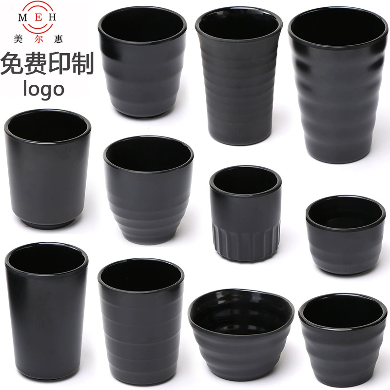 Черная чашка из меламина, устойчивая к падению чайная чашка, коммерческий бокал для вина А5, креативная пластиковая чашка, ресторанная посуда из искусственного фарфора.